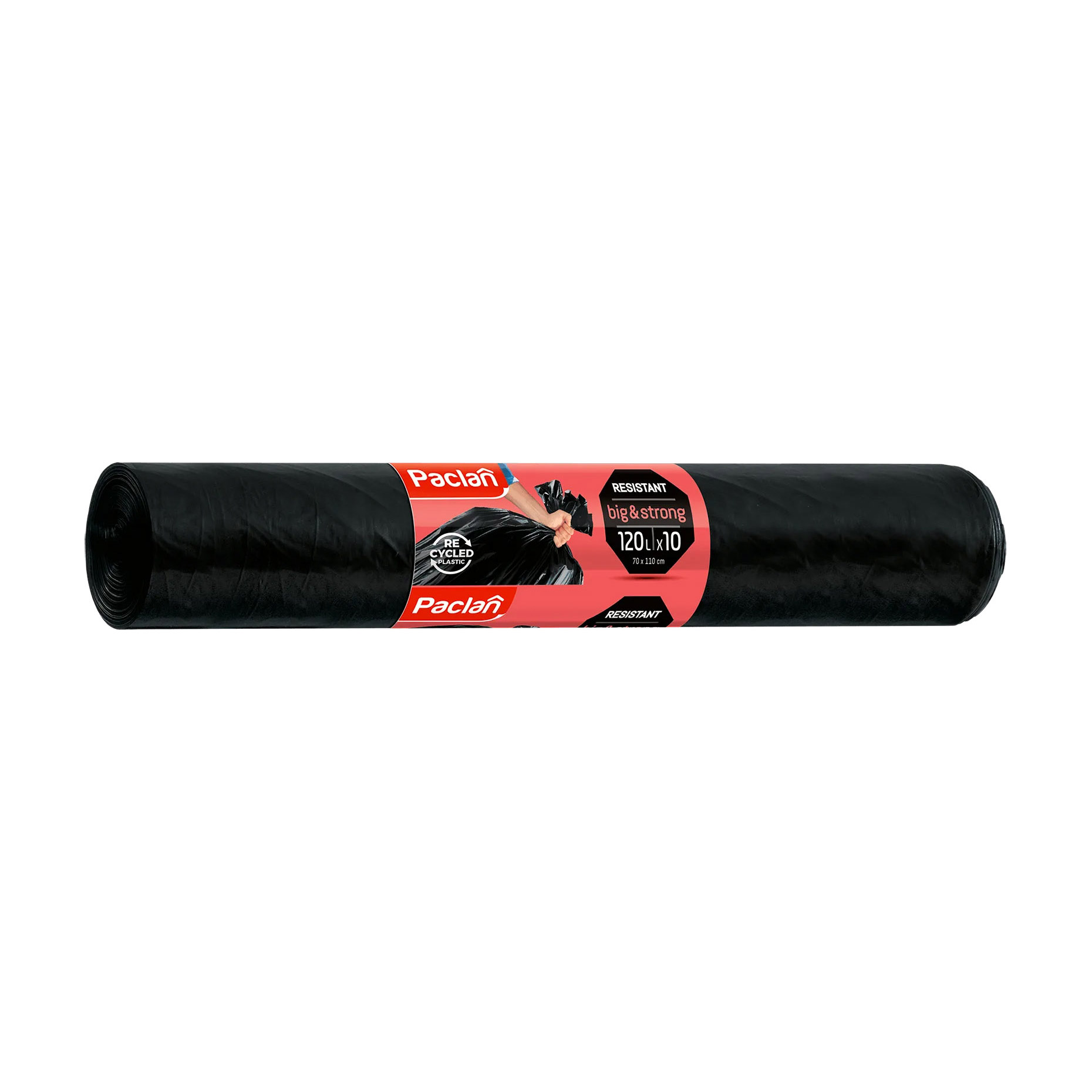 Пакети для сміття Paclan Resistant Big &amp; Strong чорні, 120 л, 10 шт